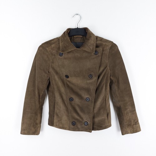 All Saints Size UK 8 Brown 100% Cow Leather Biker Suede Deebee Blazer Jacket - Picture 3 of 10