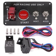 Ignition Switch Panel Kit, DC 12V 4 in 1 Car Engine Start Push Button LED Car...