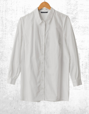 Ex Damen Plus Size Curve Langarm Popeline Shirt in weiß (etwas defekt)