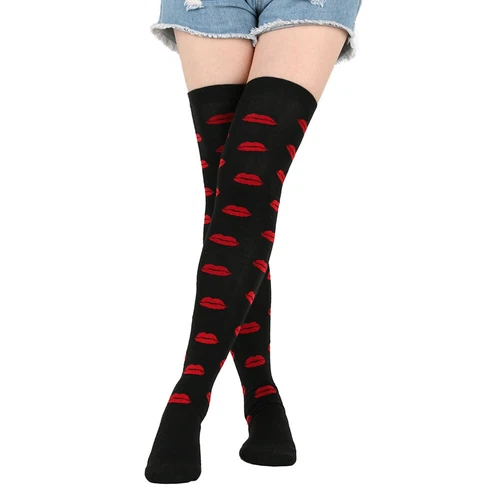 Nuevo Mujeres Sobre las Rodillas Extra Largo Muslo Alto Corazón Labios Fiesta Calcetines Amor Calcetines - Imagen 7 de 40