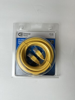NEW Commercial Electric Ethernet Patch Cable 15 Ft Cord Cat5E Booted 100 Mhz