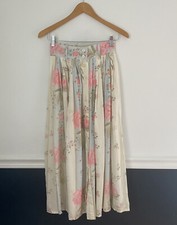 Vintage Mondi Pleated Skirt Button Front Size 34 Floral Cottagecore Midi