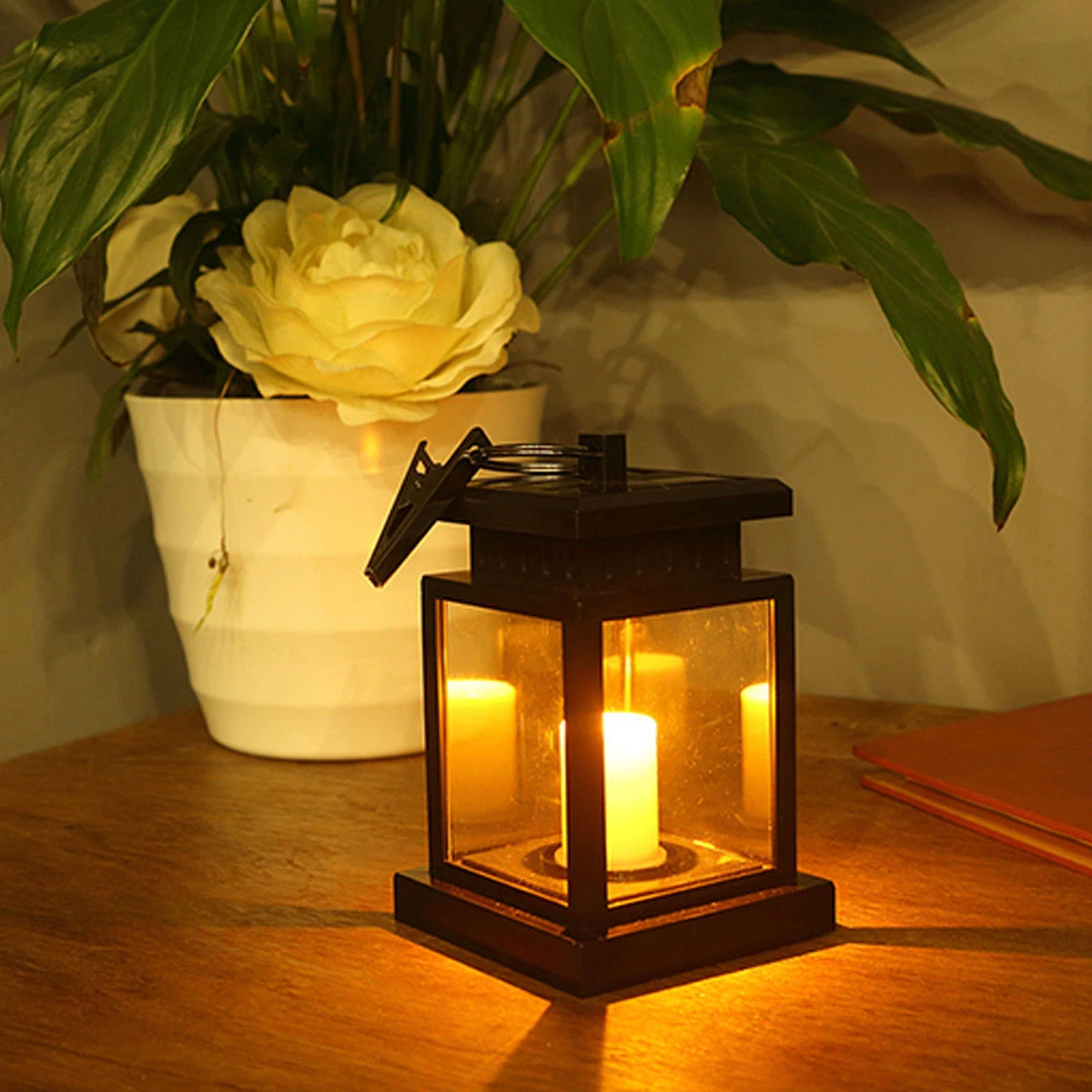 Garden Solar Powered LED Candle Lantern Hanging Light Outdoor