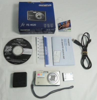 Olympus FE FE-4020 14.0MP Digital Camera, White 4x Wide Zoom + Battery, Charger