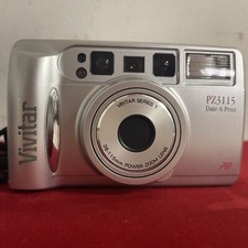 Vivitar PZ3115 Silver Date-A-Print 35mm Power Zoom Lens Point/Shoot Film Camera