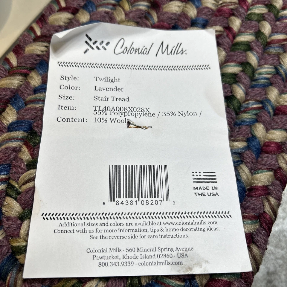 Новый с Ярлыками колониальные мельницы плетеная лестница протектор ковер комплект 12 «Сумерки» лаванда 7,5 x 28 - Изображение 2 из 4