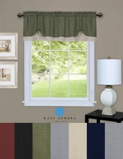 Kate Aurora Country Farmhouse Flax Linen Tie Up Window Valance - Assorted Colors