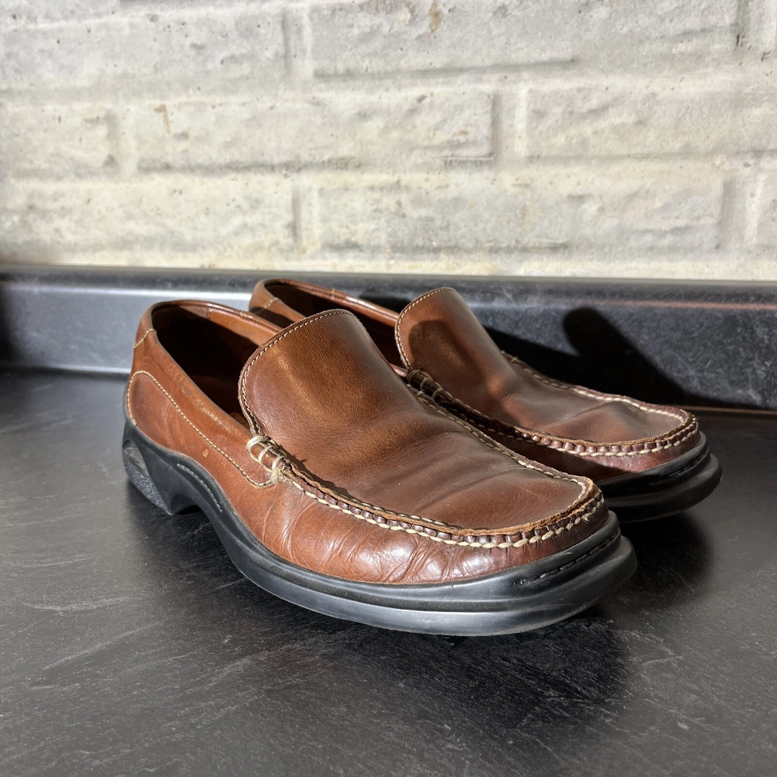 Mocassini slip on marroni Cole Haan Santa Barbara suola NikeAir 07184 da uomo taglia 9 5