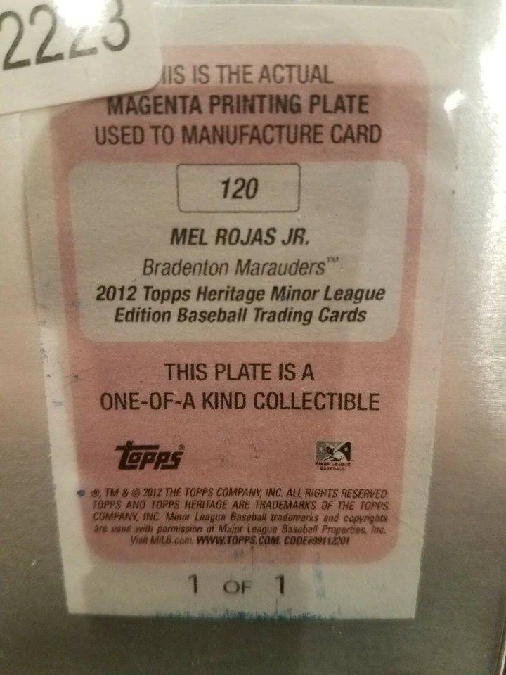 (4) 2012 Topps Heritage Minors Mel Rojas Jr Printing Plates 1/1 The Rainbow RARE - Image 3 of 4