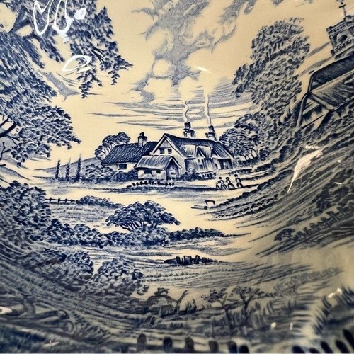 Vintage RIDGWAY Soup Bowl Ironstone Meadowsweet Blue and White Scenic 6" x 2" - Picture 5 of 10