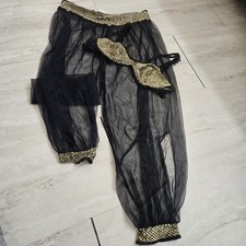 VTG Frederick  s of Hollywood Sheer Mesh Harem Pants Bra Set Sequin Black L USA