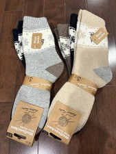 New Men 6 Pairs solid Thick warm Wool crew socks