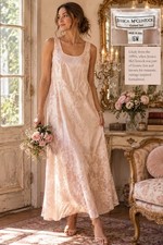 Vintage Jessica McClintock Gunne Sax 16W Pink Floral Jacquard Maxi Dress USA XL