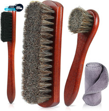 4-Piece Horsehair Shoe Brush Shine Kit - Horse Hair Brush for Leather Premium