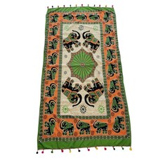 NWT Colorful Wrap Scarf Elephant Made In India Colorful Fringe With Pocket NEW