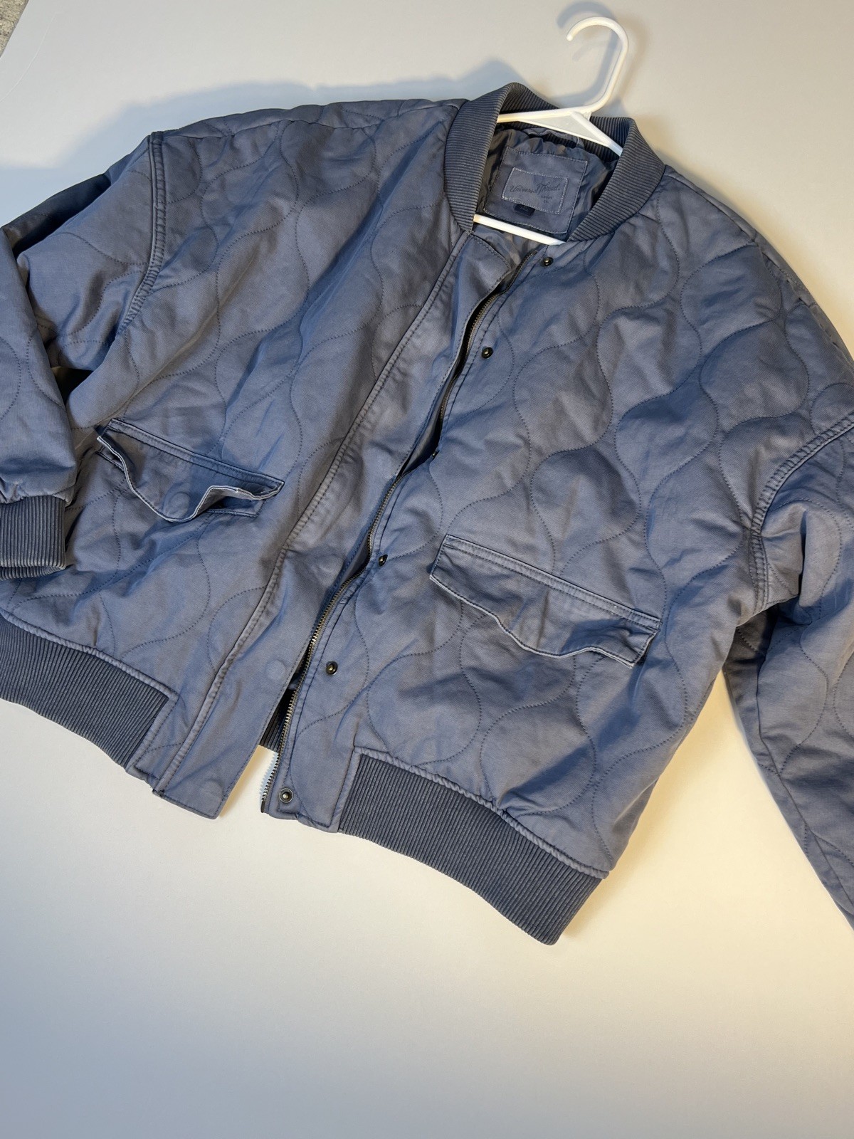 Universal Thread Quilted Bomber Jacket Blue Cotto… - image 4