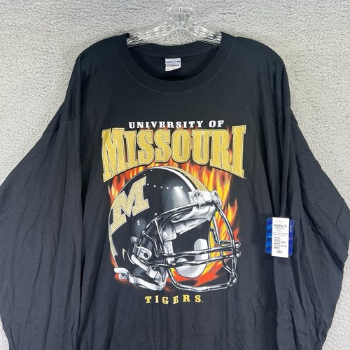 Missouri Tigers Shirt Mens 2XL Black Football Long Sleeve Flames NCAA