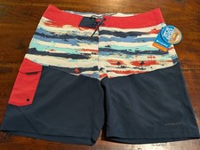 Columbia Men's Omni-Shield PFG Board Shorts Swim Trunks, Surf Fish, Size 38 New