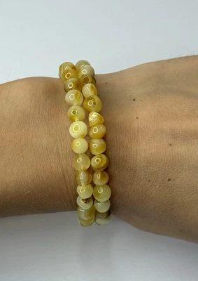 GENUINE BALTIC AMBER Stone Bracelet.YELLOW Amber Color Bracelet ADJUSTABLE - Image 1 of 4