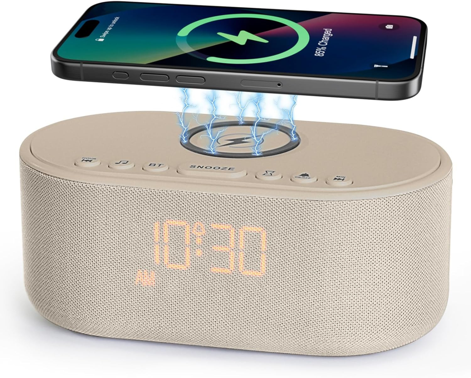 Sound Machine Alarm Clock for Bedrooms: Bluetooth 10W Stereo Sound Speaker with