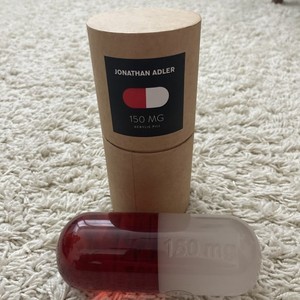 Jonathan Adler Acrylic Pill Sculpture 150 MG Etched Red Pre-Owned Retired