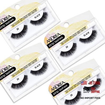 False Lashes Style 33 - Black, Lightweight, Natural Look 1 Count (Pack of 4)