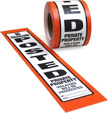 Posted Sign Orange No Trespassing for outdoors - 4" x 20" 100 per Roll -