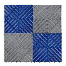 Image of Monster Shop Vented Garage Floor Tiles With Edges – 60 Grey & 60 Blue