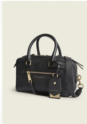 Marc Jacob s Large Recruit Bauletto Leather Satchel Bag (Black/Gold)
