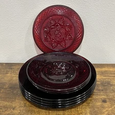 Luminarc Cristal D'Arques Durand Ruby Red Salad & Dinner Plates France