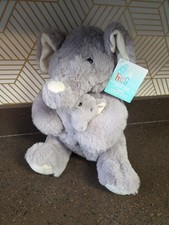Hug Me Momma Elephant With Baby Plush Gray Stuffed Animal Cuddly 14  Zoo Gift