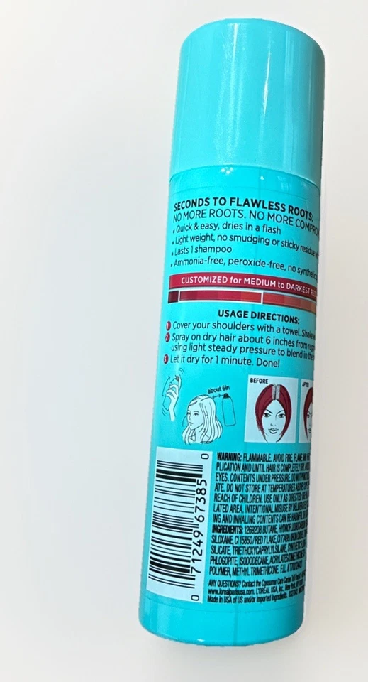 (2 упаковки) L'Oreal Paris Magic Root Cover Up временный консилер спрей. Яркий красный - Изображение 3 из 4