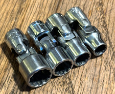 Snap On Tools 14 Sae Swivel Universal Socket 12-pt Set Flex Wobble Lot