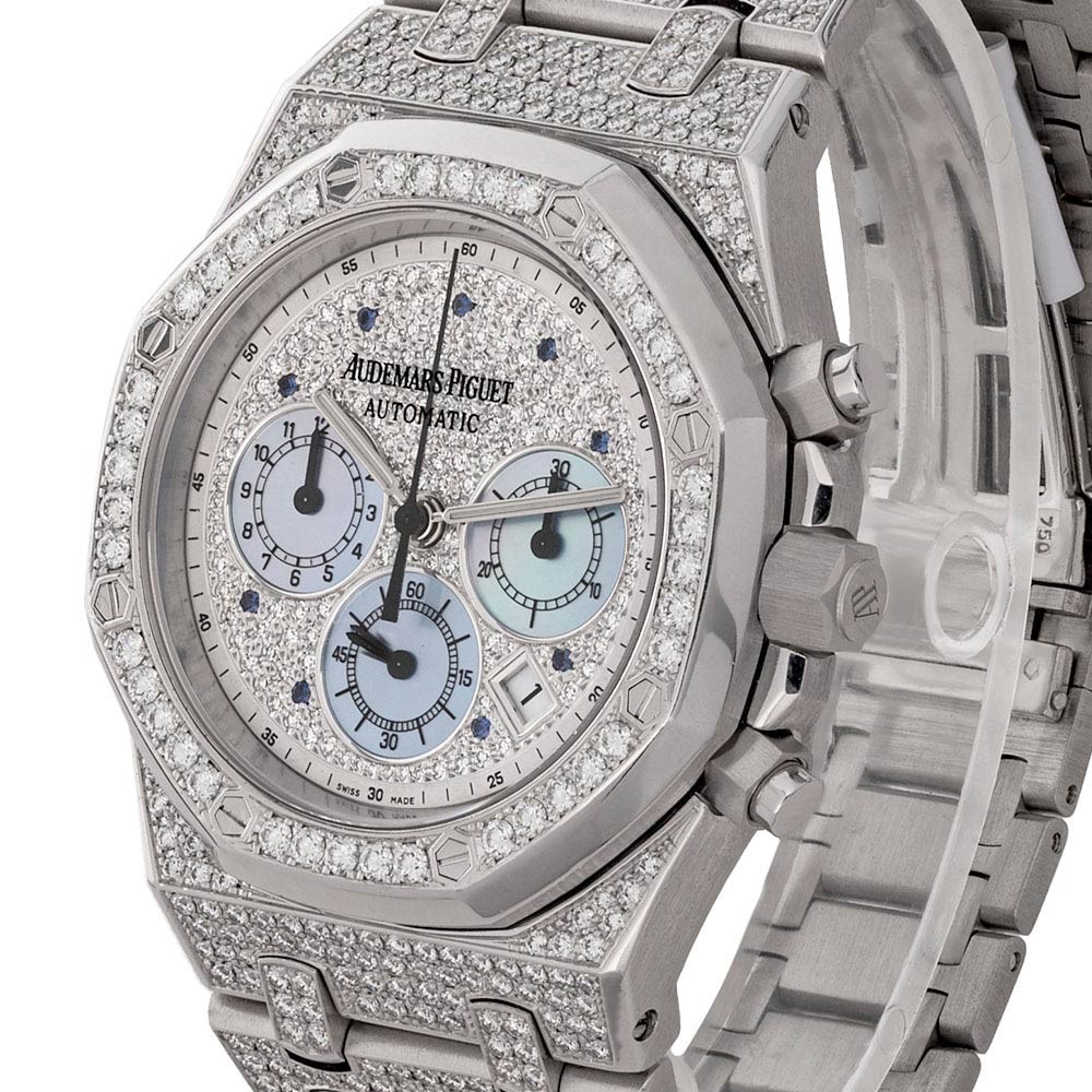 Audemars Piguet Royal Oak Watch 39MM Diamond Pave No Markers Dial White Gold — photo 2