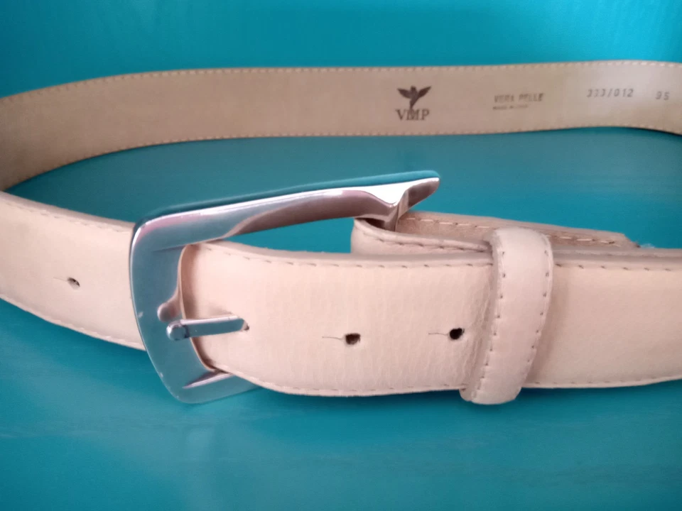 Ledergürtel beige  VERA PELLE  95  B4cm mit Schnalle gebraucht - Bild 4 von 4