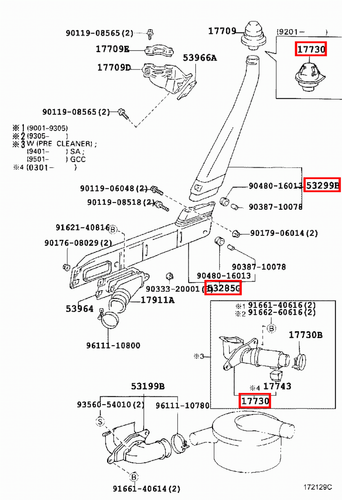 Genuine Toyota LandCruiser HZJ75 HZJ71 Snorkel Lower Upper Sections Top Cap Kit - Picture 12 of 13