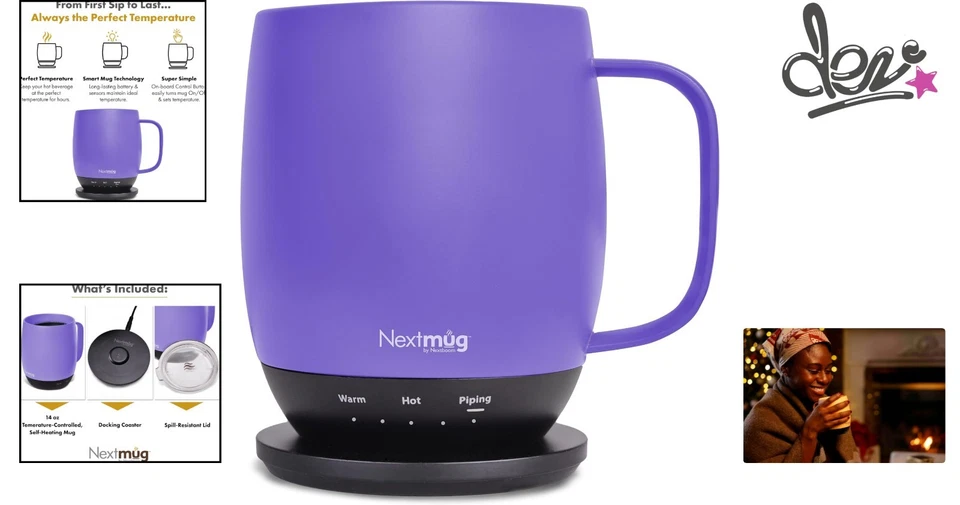 Caneca de café ecológica com temperatura controlada com tampa resistente a derramamentos - Imagem 2 de 4