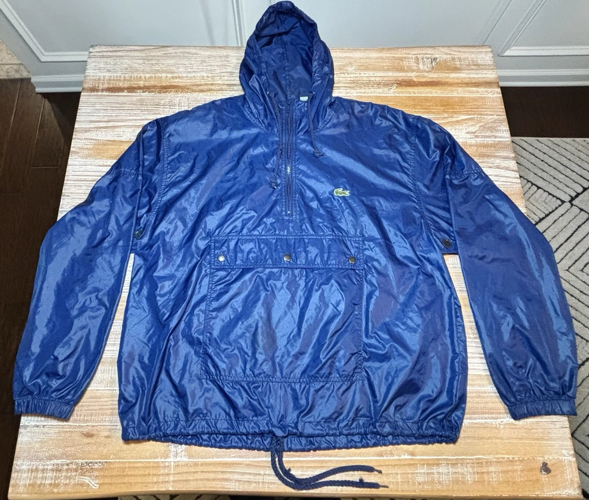 Vintage Lacoste Izod Windbreaker Pullover Jacket Mens L Blue