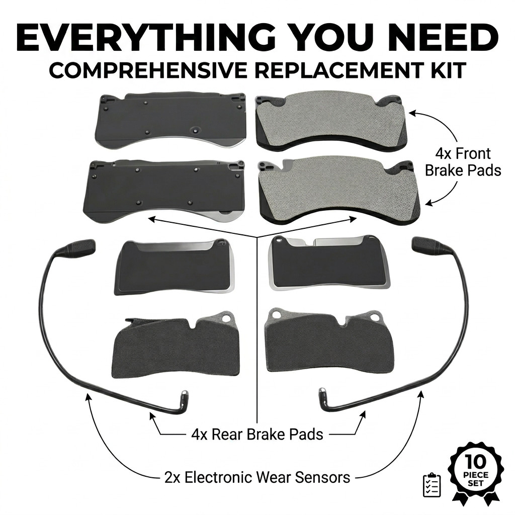 Front & Rear Brake Pads W/Sensor 470698451 Replace For Lamborghini Aventador