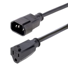 StarTech PAC100 1 ft 12" Computer Power Cord C14 to NEMA 5-15R IEC 320C