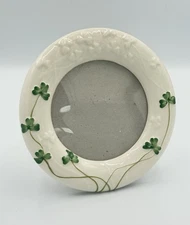 Belleek Ireland Shamrock 5” Round Picture Frame | Rare Size