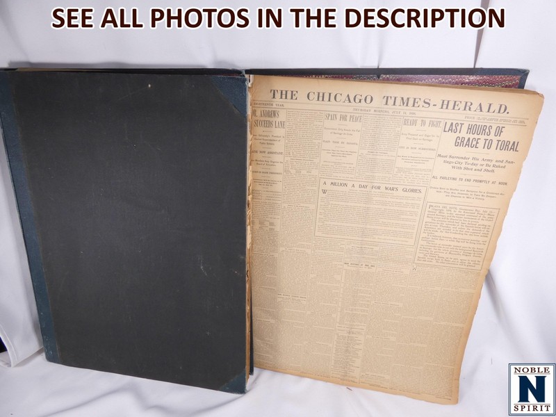 NobleSpirit Chicago Times-Herald Newspaper Book 1898 2 Vol Spanish American War