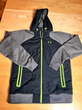 Under Armour Storm Zip Jacket Hoodie Large Loose Black Gray green Infrared Thumb