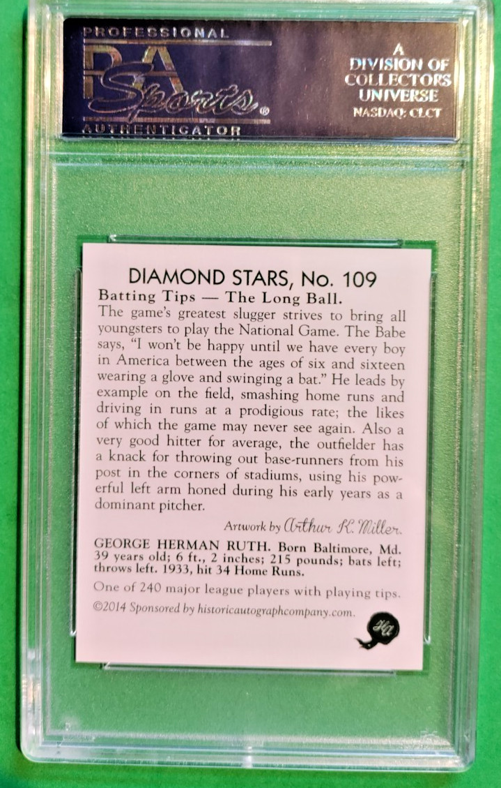 2014 NSCC Promo BABE RUTH Card That Never Was 1934 Diamond Stars 303/500 PSA 💎 view 2