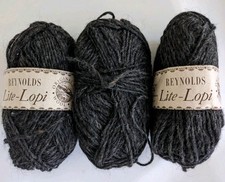 Reynolds Lite-Lopi Yarn 100 Virgin Wool 50g Lot Of 3 Black Heather Iceland
