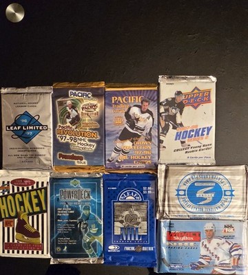 Lot Of 10 Packs NHL Hockey Cards. 99-00 UD, 94-95 Score,  Leaf, Skybox & More