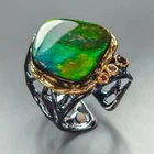 24 ct Stunning gem Natural Ammolite Ring 925 Sterling Silver Size 8 /R472345