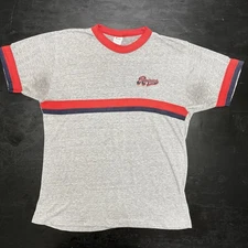 Vintage 1980s Rainier Beer ringer Champion T-shirt XL Made in USA Grey