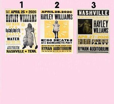 Halley Williams Nashville Tennessee 2026 Night 1 ,2,3 Venue Poster