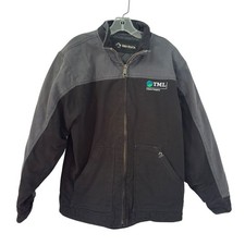 Dri Duck Canvas Work Jacket Mens L Black Gray Quilt Lined Workwear Chore Coat